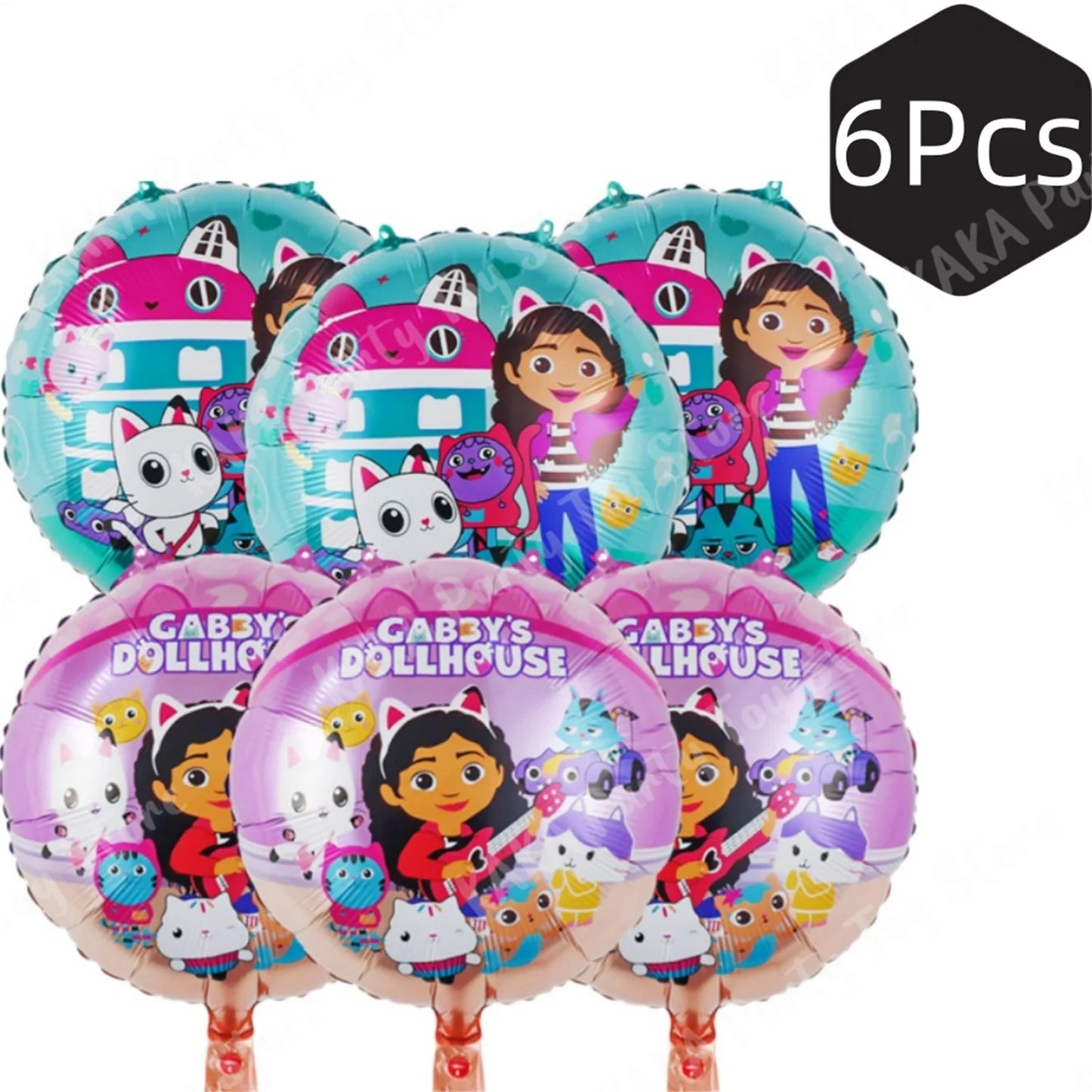 6Pcs Gabby Dollhouse Cats Balloons