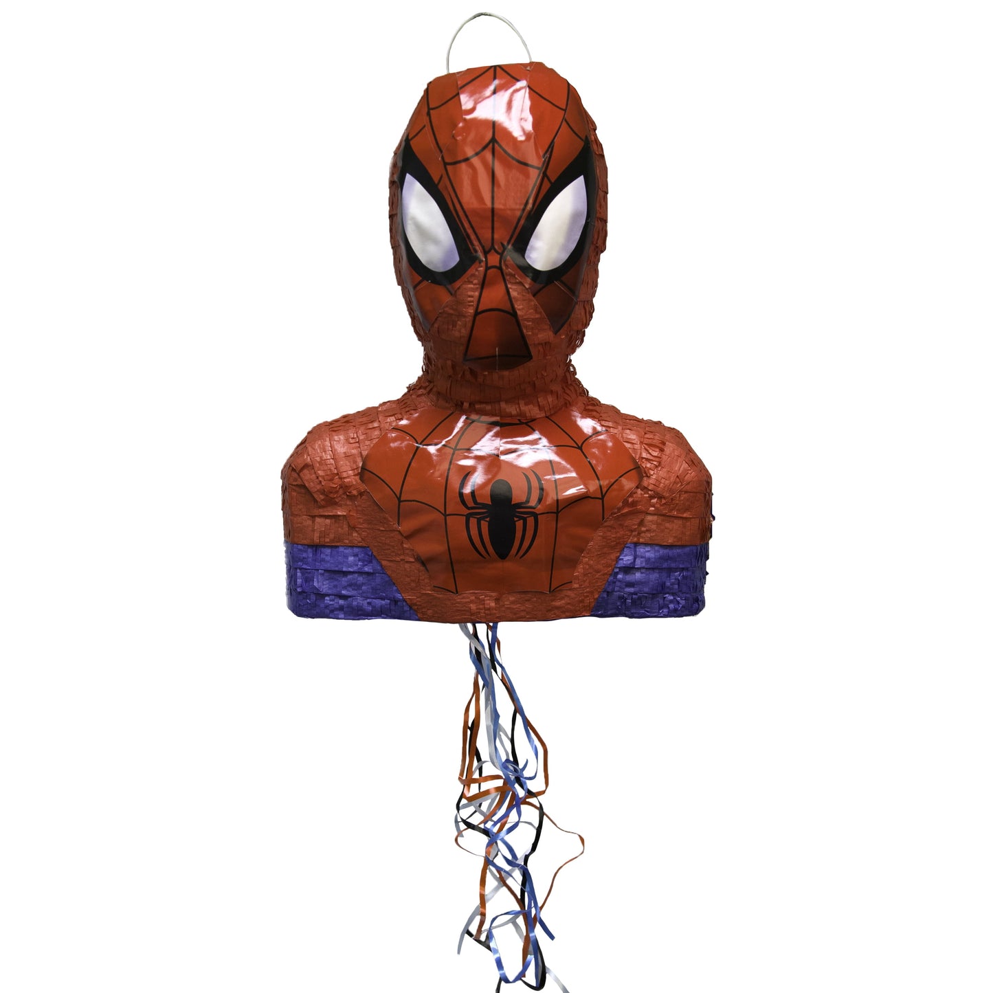 Pull String Spiderman Pinata, Cardboard Multicolor, 18" X 15"