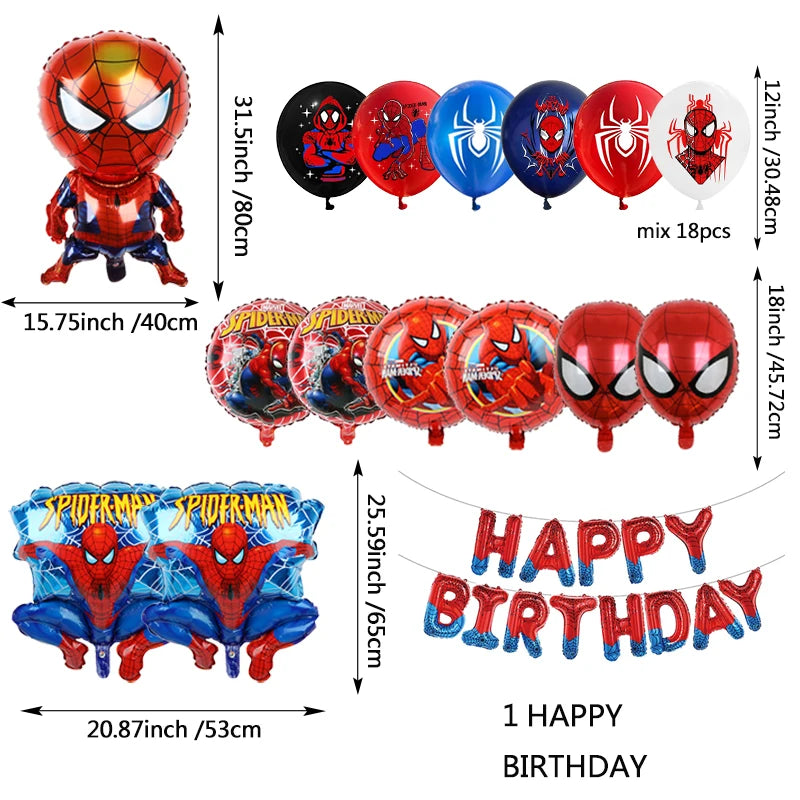 Spiderman Balloon KIT - KIT de Globos de Hombre Araña 
Happy Birthday and Ages 1 - 9 years