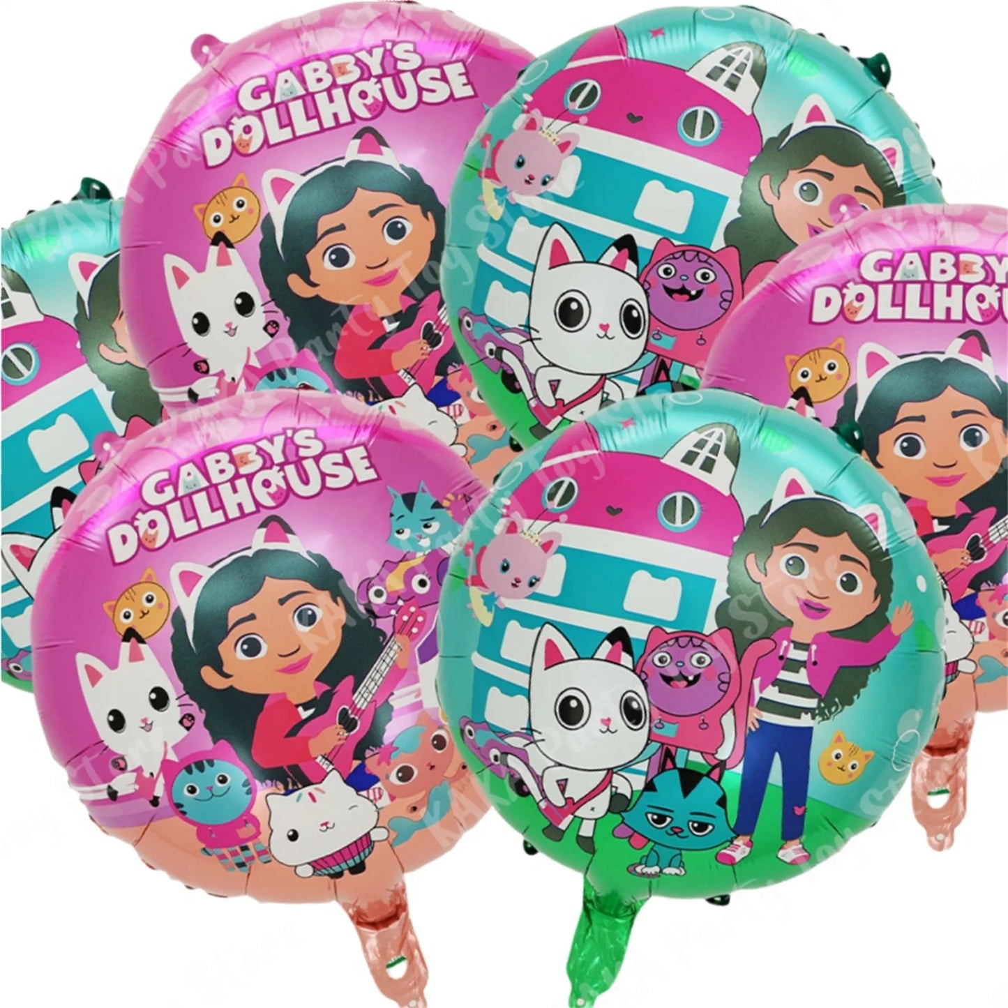 6Pcs Gabby Dollhouse Cats Balloons