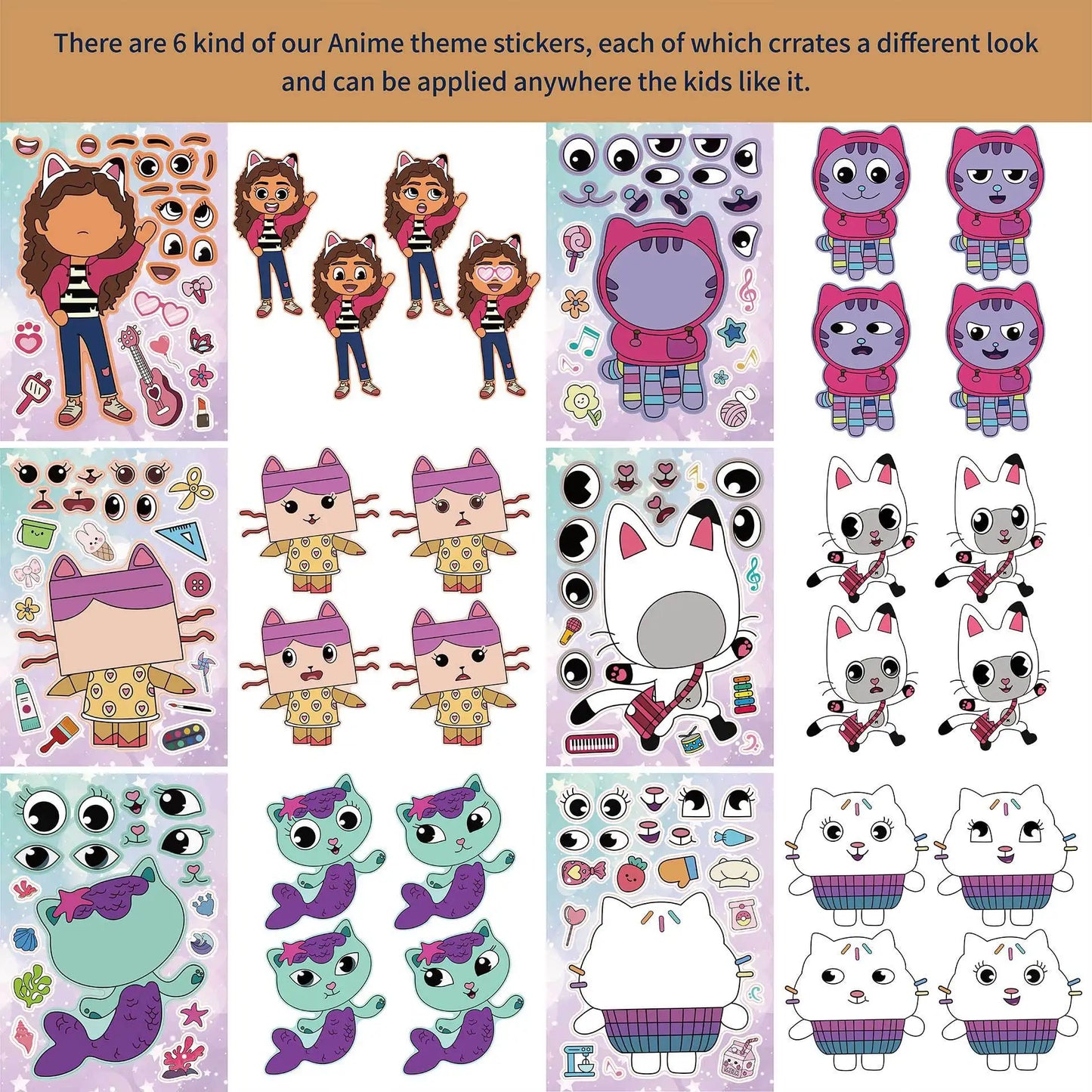 Gabby Cat Dolls Build Your Own Stickers - Party Favor