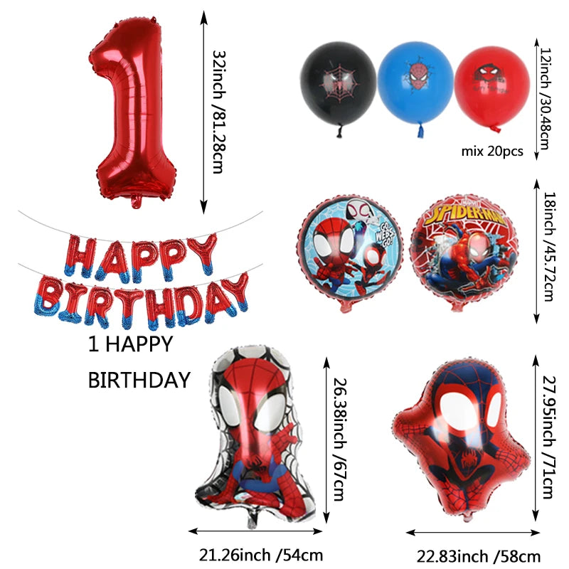 Spiderman Balloon KIT - KIT de Globos de Hombre Araña 
Happy Birthday and Ages 1 - 9 years