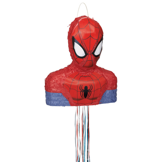Pull String Spiderman Pinata, Cardboard Multicolor, 18" X 15"
